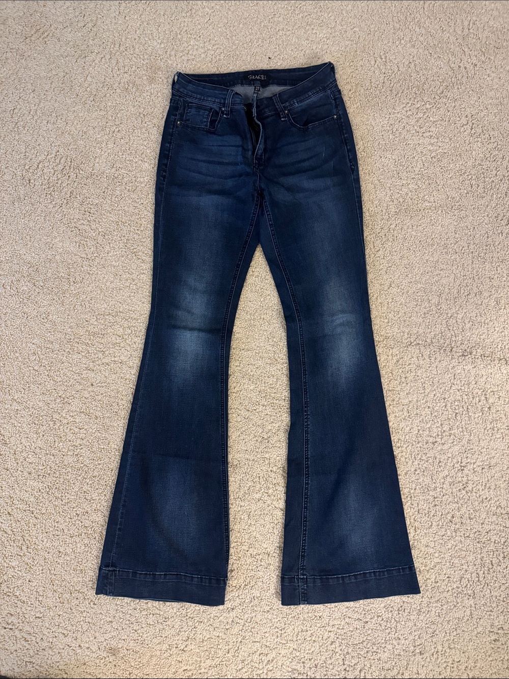 Grace in LA Dark Navy Flare Jeans